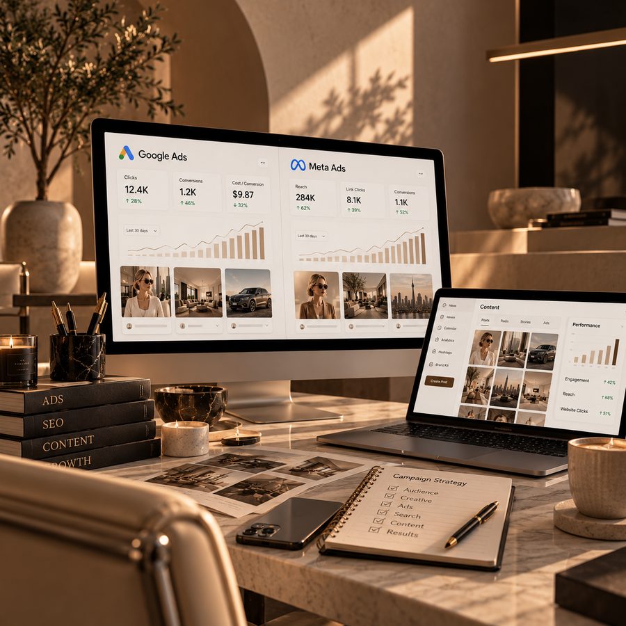 Google Ads and Meta Ads dashboards