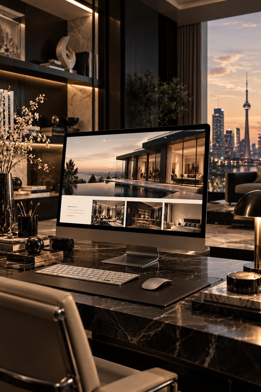 Website shown on a desktop monitor